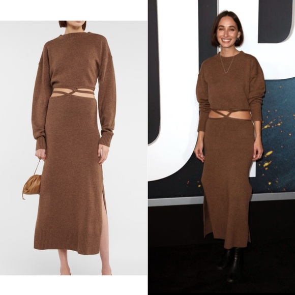 Christopher Esber Knit Tie Sweater Dress In Fawn - Picture 1 of 15